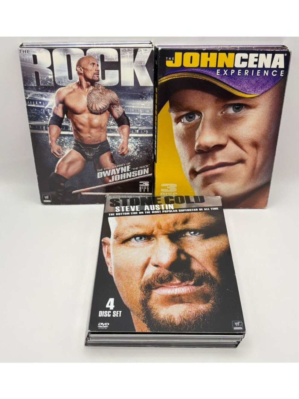 WWE Wrestling DVD Lot Stone Cold Steve Austin The Rock John Cena 3 Sets